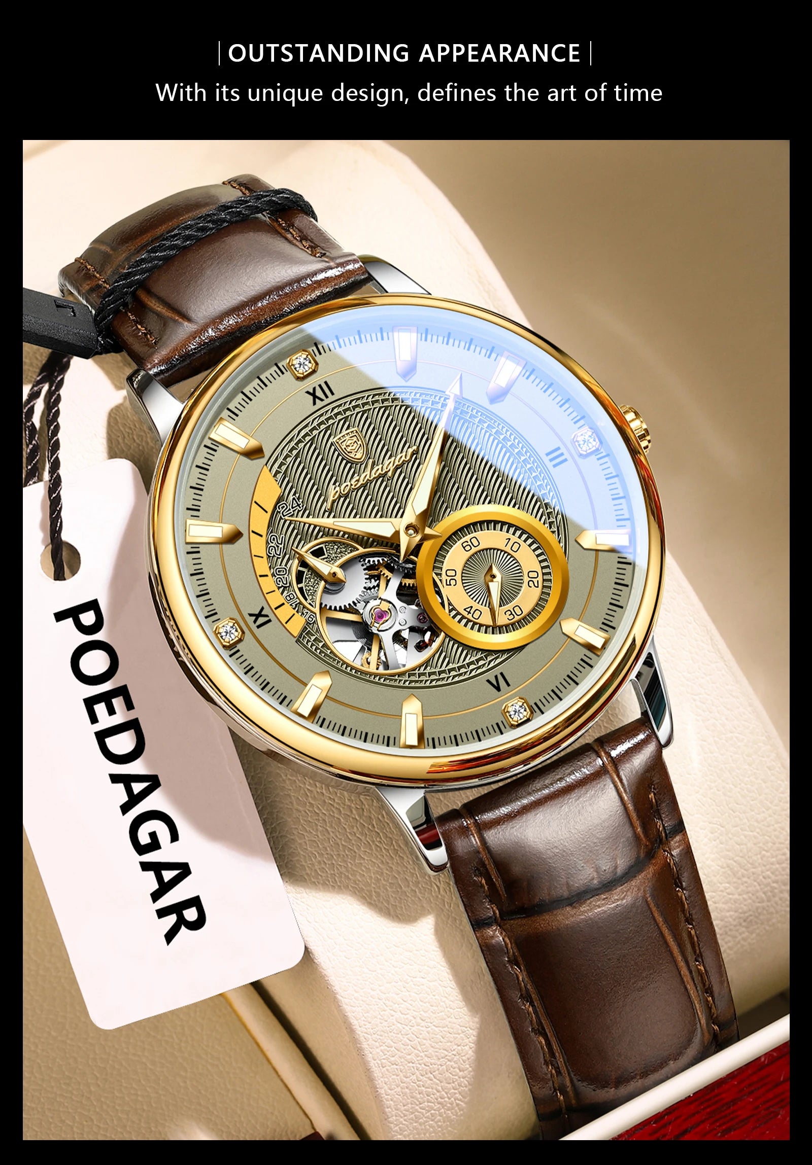 Luxury Tourbillon Men’s Watch – Automatic, Waterproof & Leather