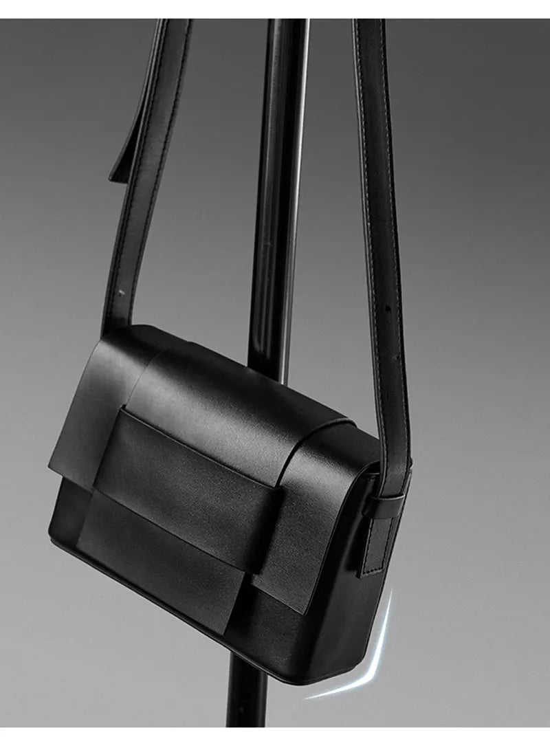 Soft Leather Crossbody Shoulder Bag – Woven Square Tofu Style, Fashionable