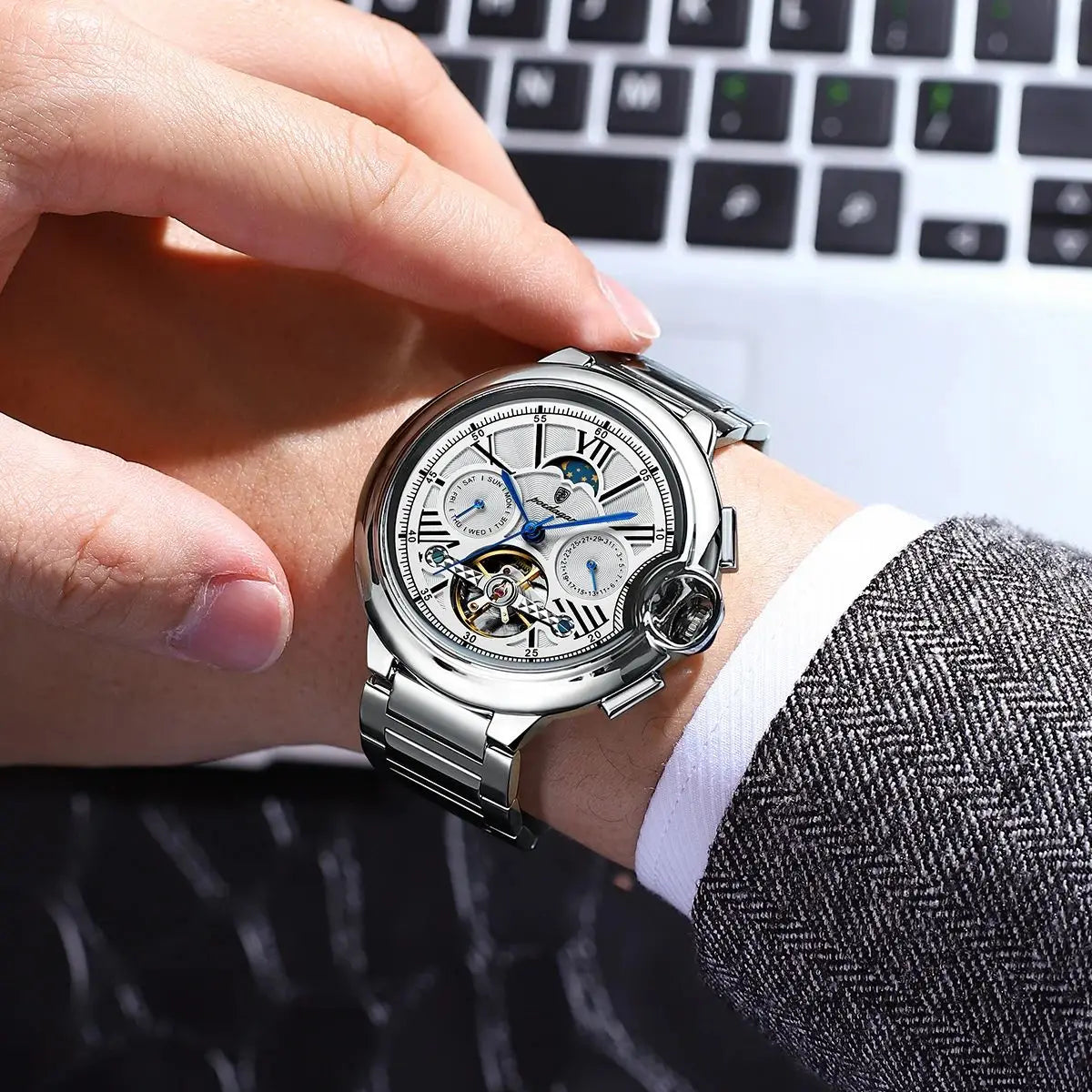 Luxury Men’s Automatic Tourbillon Watch – Waterproof & Stainless Steel