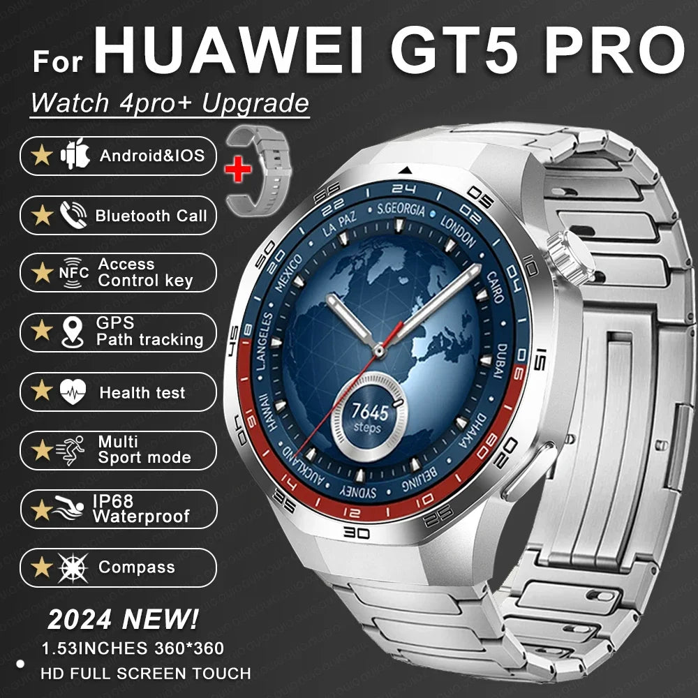 Huawei GT5 Pro Max Smart Watch – Advanced GPS & Health Smartwatch for Men