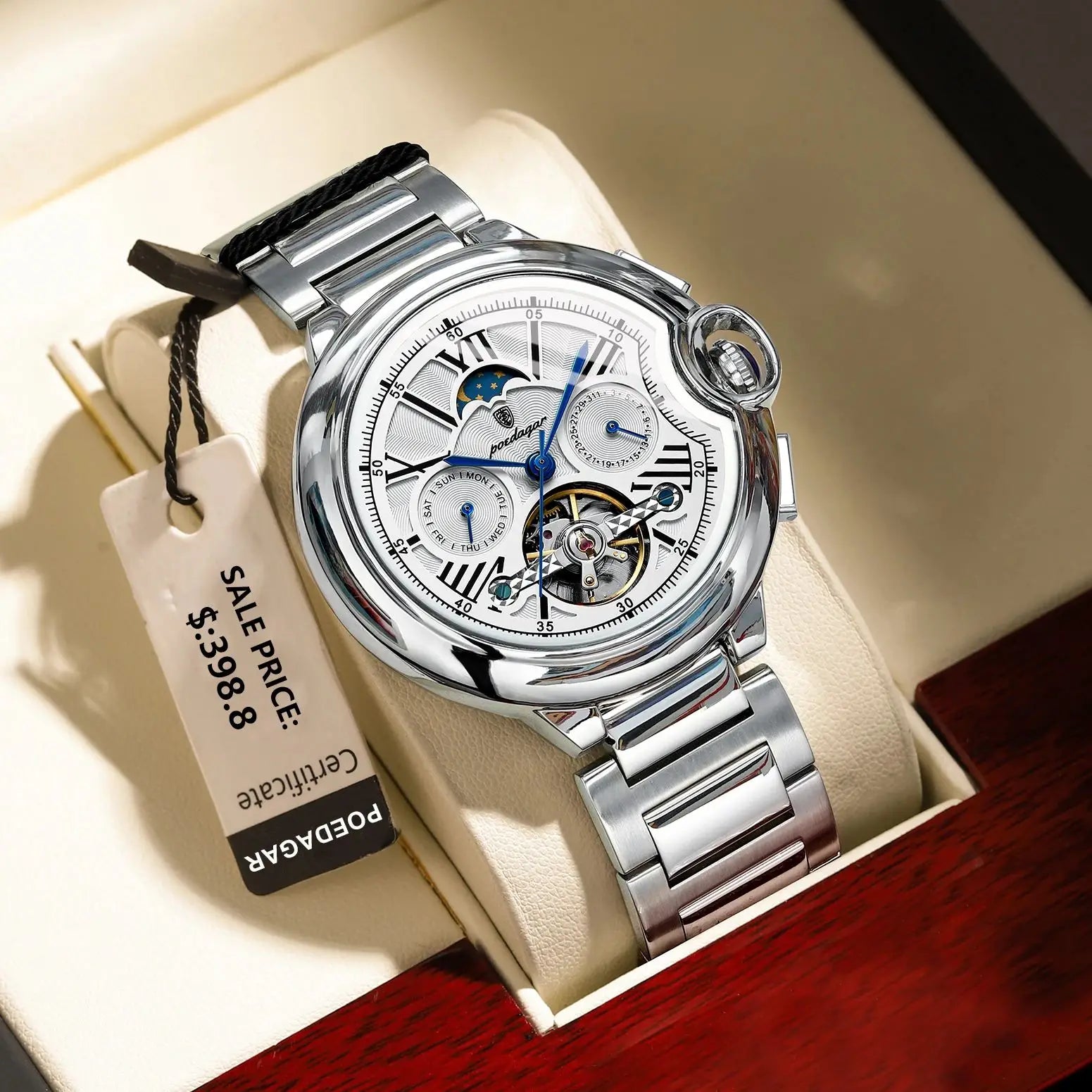 Luxury Men’s Automatic Tourbillon Watch – Waterproof & Stainless Steel