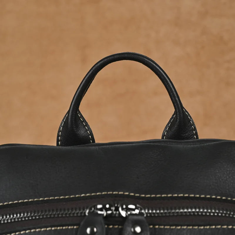 Premium Retro Cowhide Backpack with Crocodile Pattern – Business & Travel