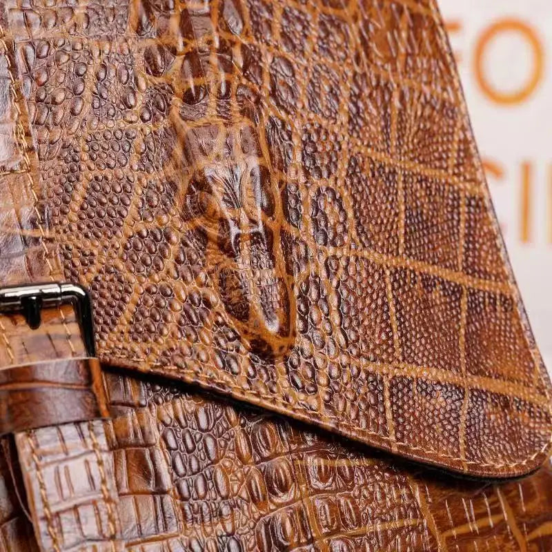 Alligator Crocodile Pattern Men’s Cow Leather Shoulder Bag
