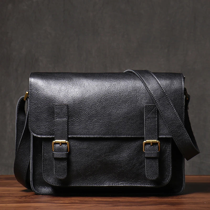 Retro Crazy Horse Leather Messenger Bag Crossbody Satchel