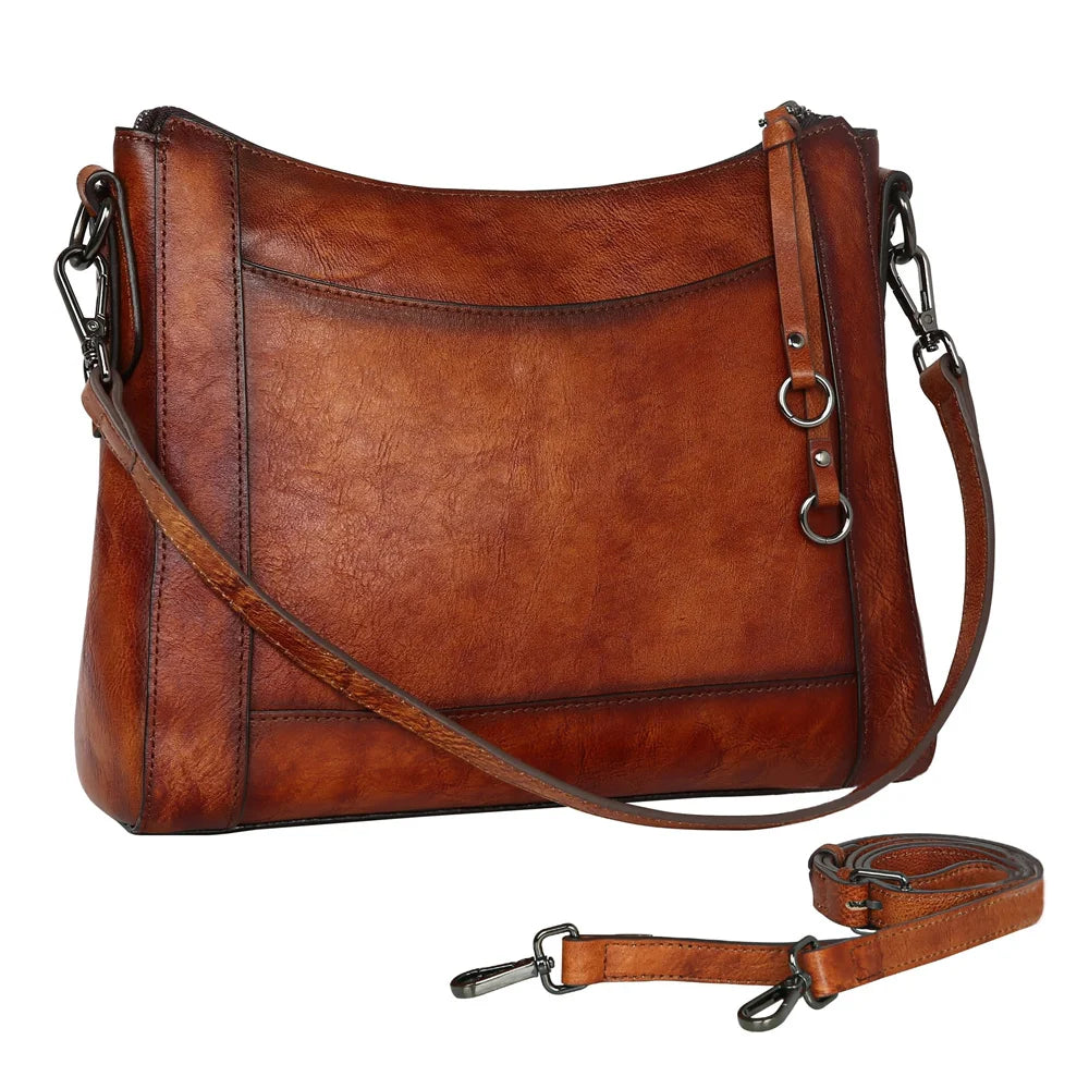 Vintage Genuine Leather Crossbody Bag for Women – Shoulder & Satchel