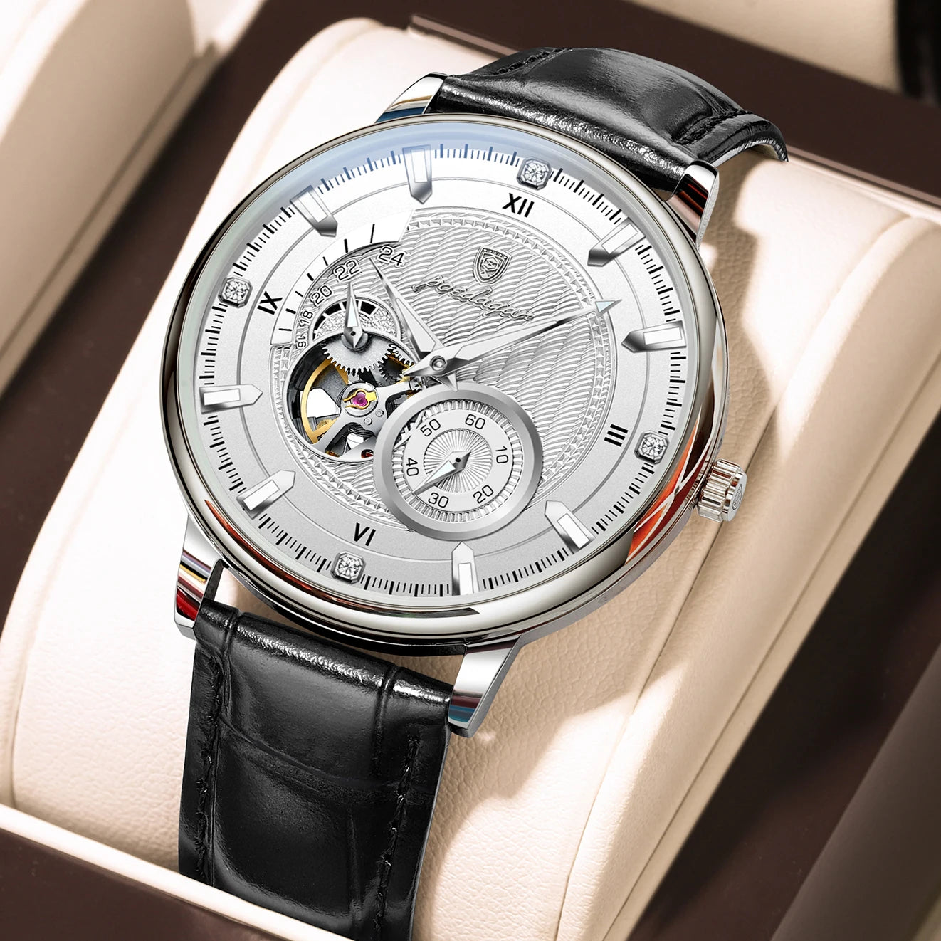 Luxury Tourbillon Men’s Watch – Automatic, Waterproof & Leather