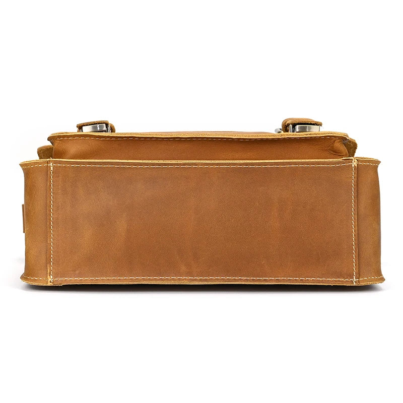 Vintage Crazy Horse Leather Men's Shoulder Crossbody Travel Bag