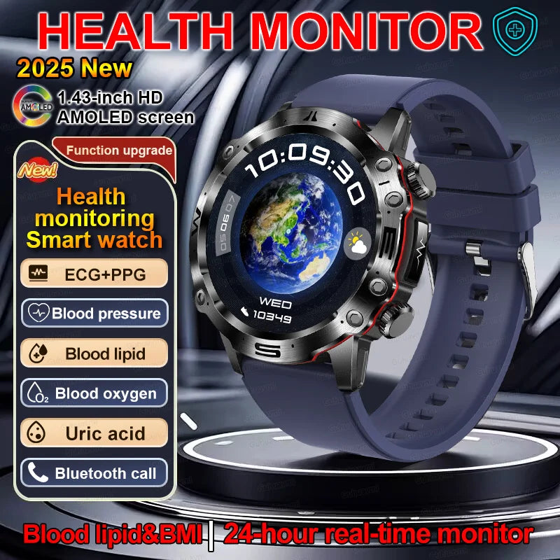 Smartwatch for Men – Health Tracker with ECG, BP, SpO2, Uric Acid