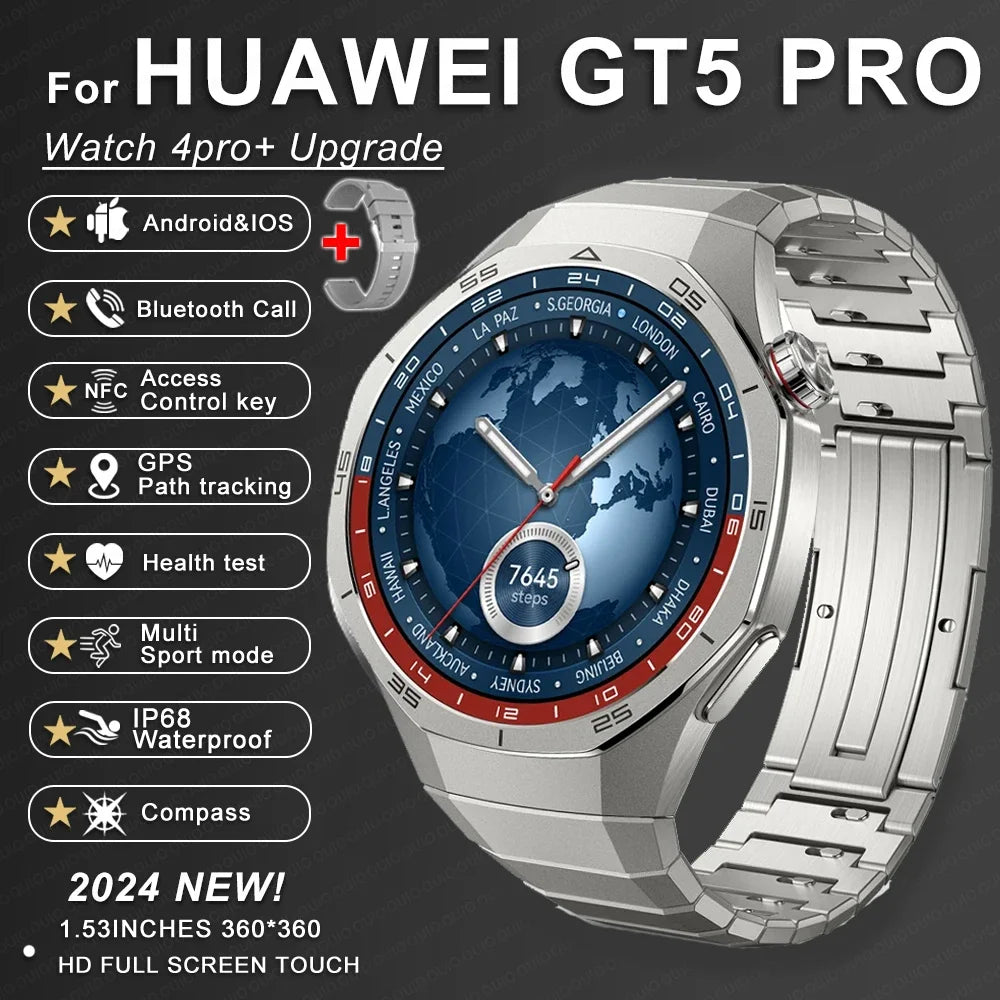 Huawei GT5 Pro Max Smart Watch – Advanced GPS & Health Smartwatch for Men