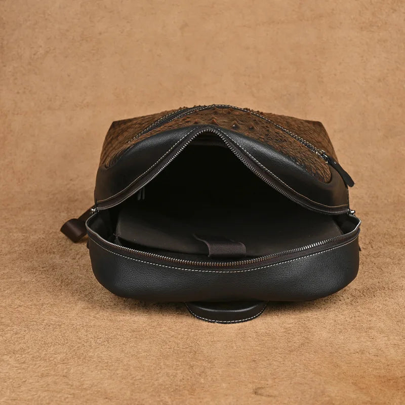 Premium Retro Cowhide Backpack with Crocodile Pattern – Business & Travel