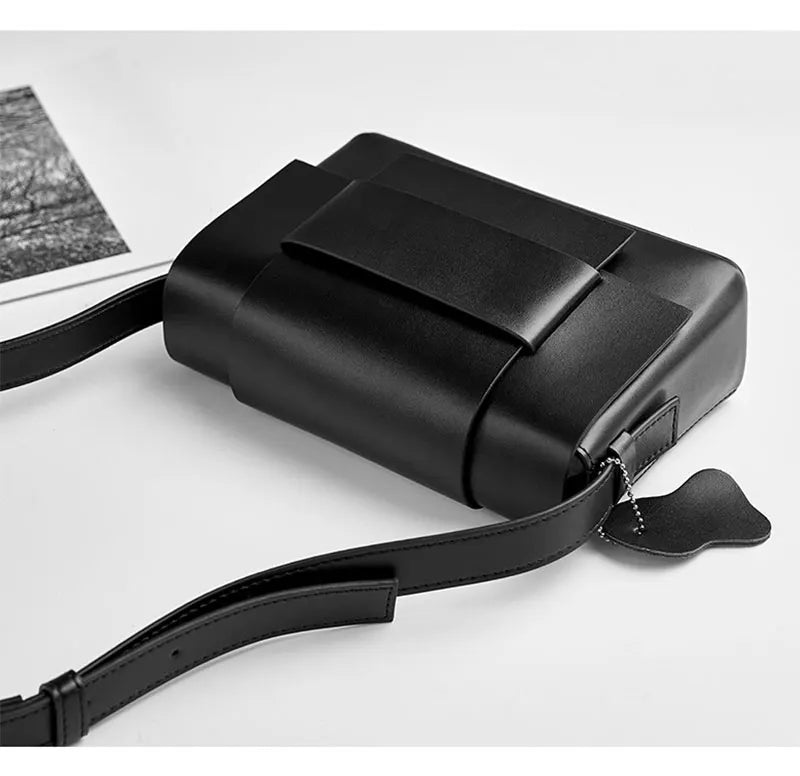Soft Leather Crossbody Shoulder Bag – Woven Square Tofu Style, Fashionable