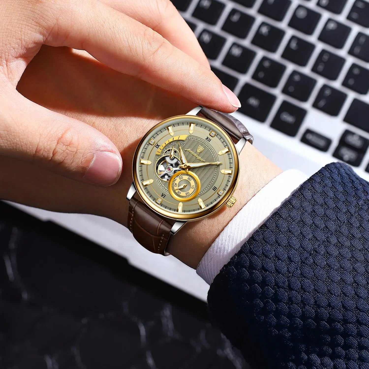 Luxury Tourbillon Men’s Watch – Automatic, Waterproof & Leather
