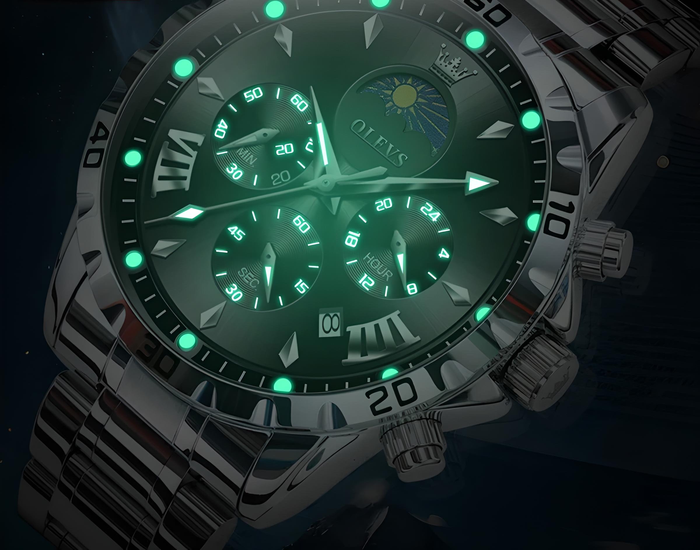 Original Moon Phase Men’s Luminous Waterproof Watch