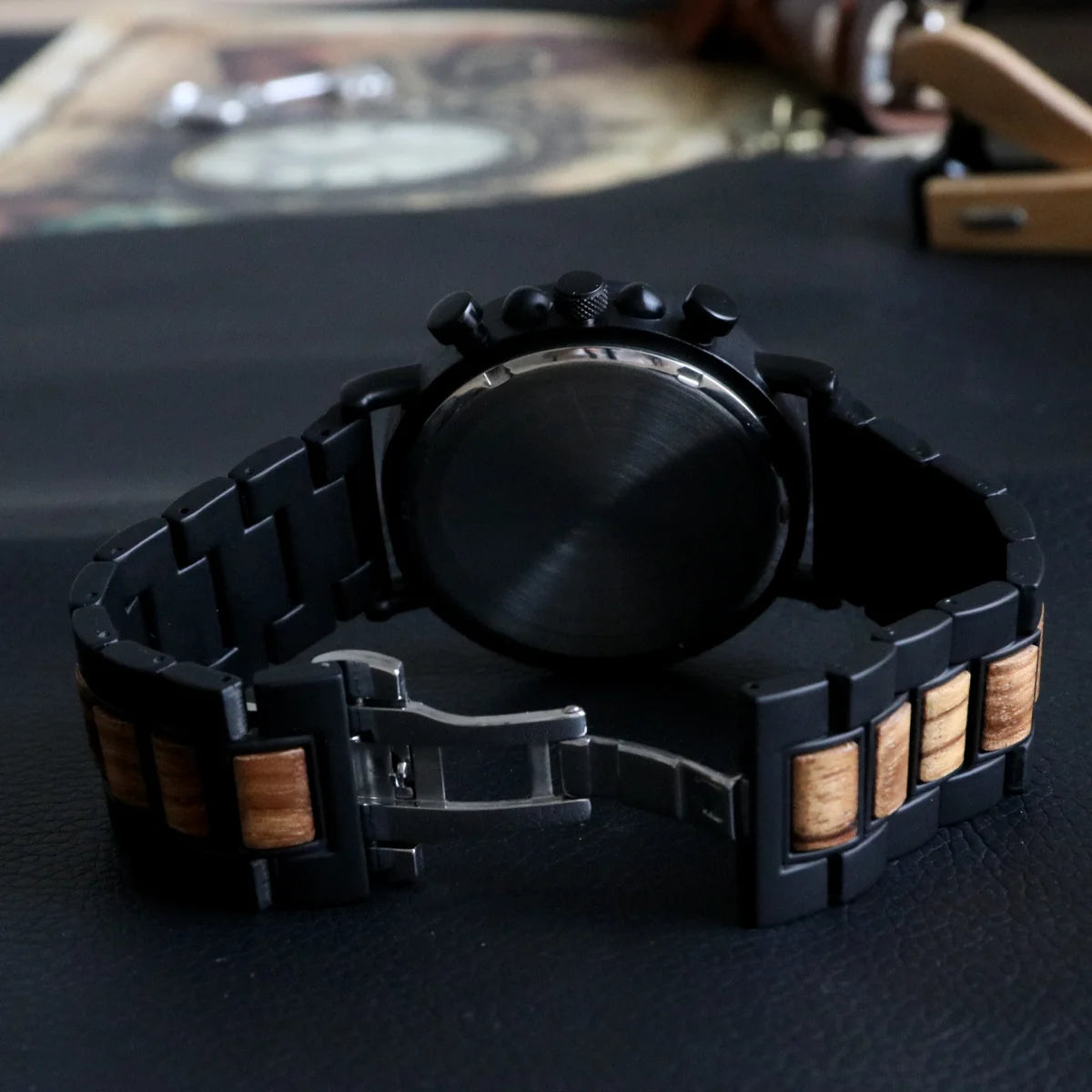Luxury Men’s Wooden Chronograph Watch – Unique Design, Stylish Gift Timepiece