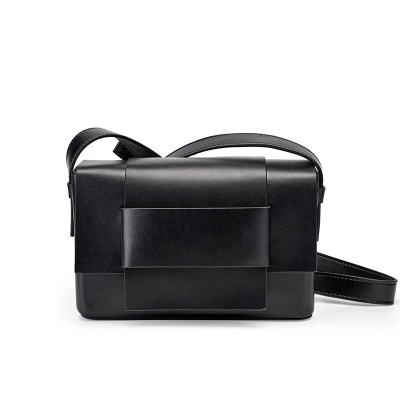 Soft Leather Crossbody Shoulder Bag – Woven Square Tofu Style, Fashionable