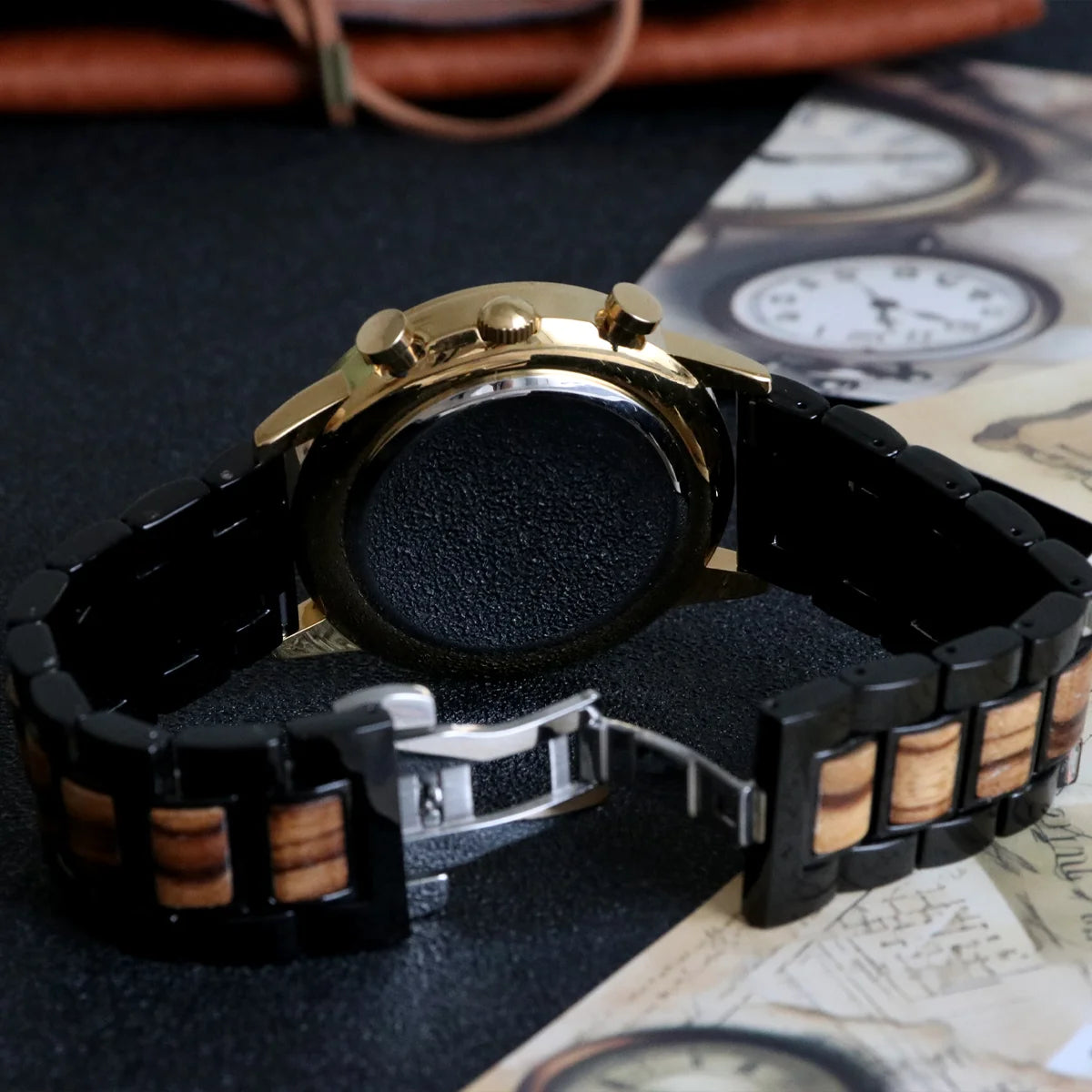 Luxury Men’s Wooden Chronograph Watch – Unique Design, Stylish Gift Timepiece