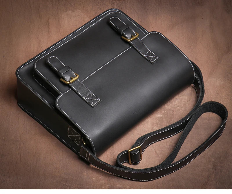 Retro Crazy Horse Leather Messenger Bag Crossbody Satchel