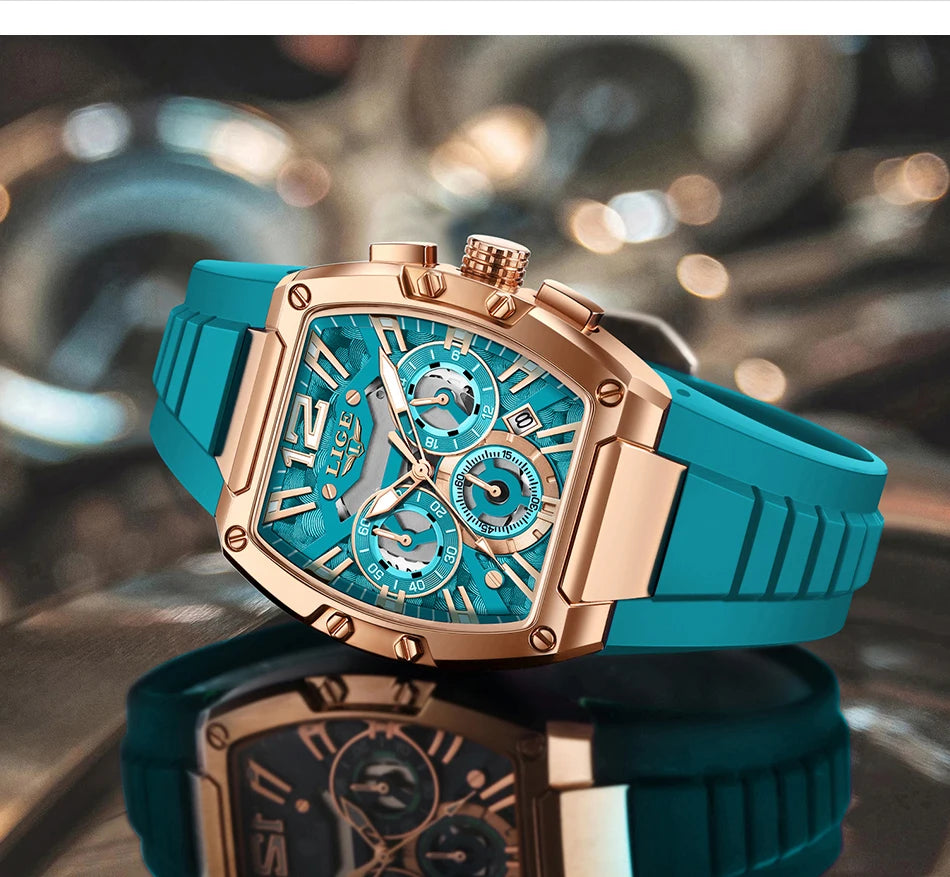 Men’s Sport Chronograph Watch with Calendar & Silicone Strap Quartz
