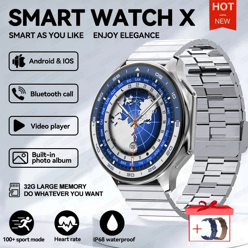 Men’s 32GB Smart Watch AMOLED 1.43'' Bluetooth Call Fitness
