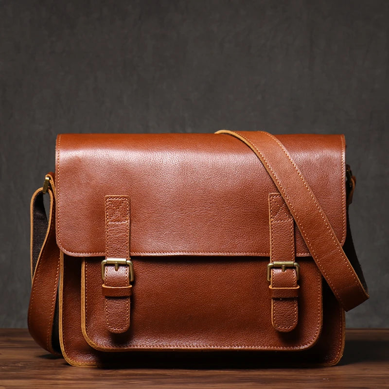Retro Crazy Horse Leather Messenger Bag Crossbody Satchel