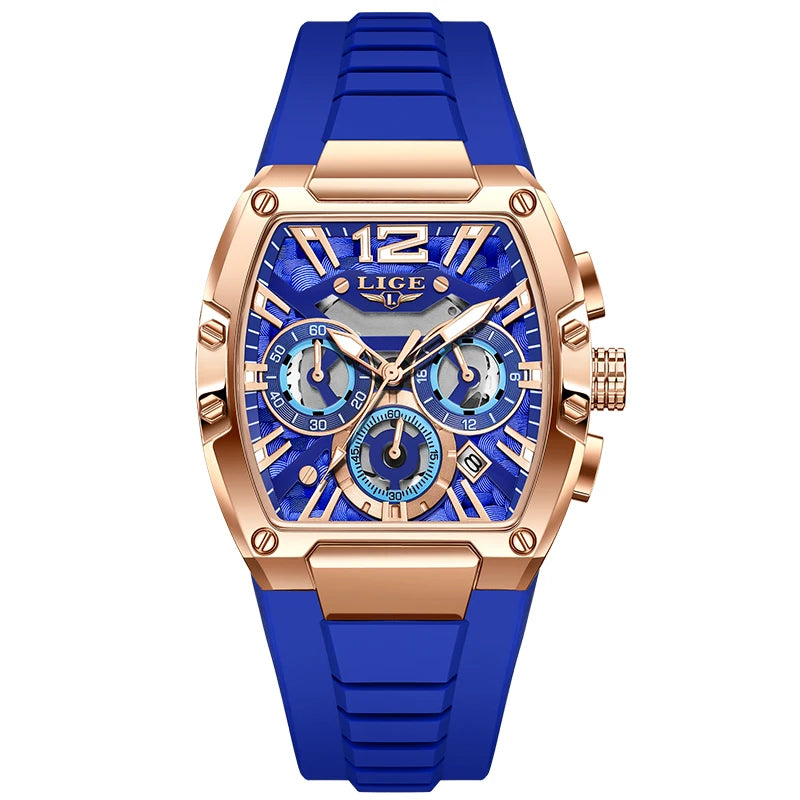 Men’s Sport Chronograph Watch with Calendar & Silicone Strap Quartz