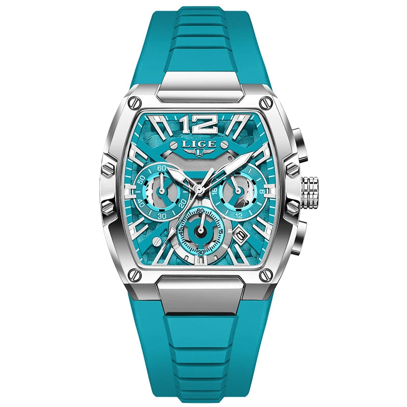 Men’s Sport Chronograph Watch with Calendar & Silicone Strap Quartz