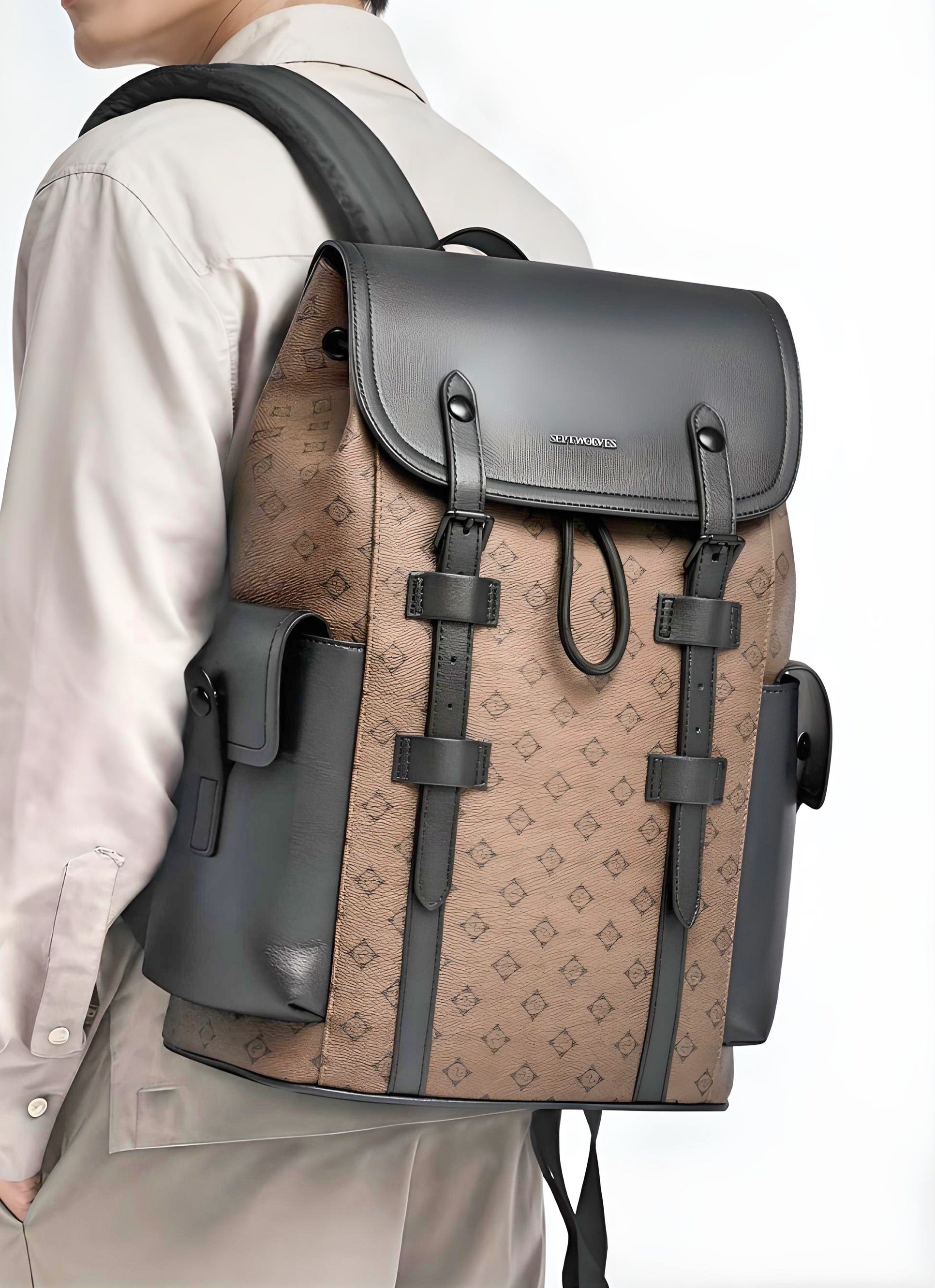 Septwolves Business Leather Backpack | Waterproof Laptop Travel Bag