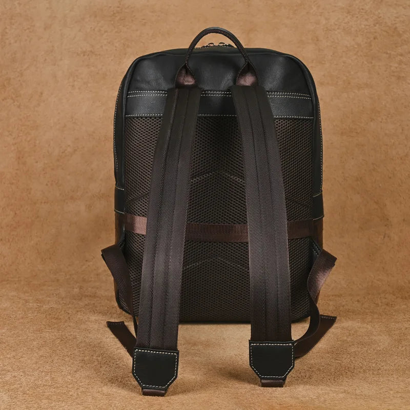 Premium Retro Cowhide Backpack with Crocodile Pattern – Business & Travel