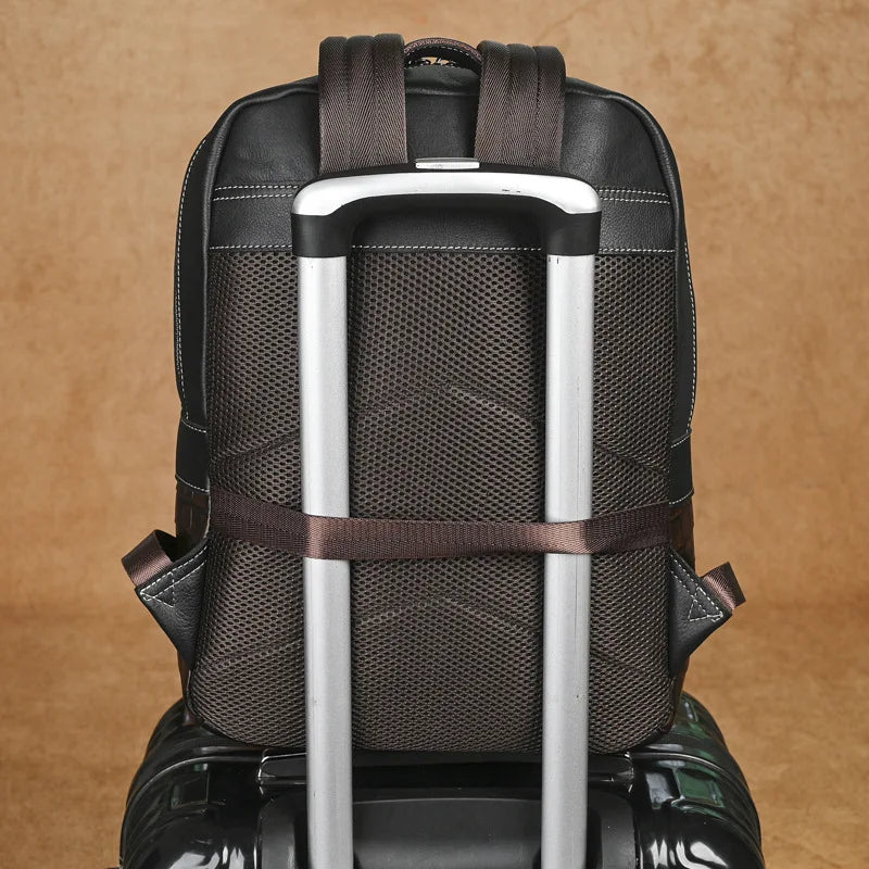 Premium Retro Cowhide Backpack with Crocodile Pattern – Business & Travel
