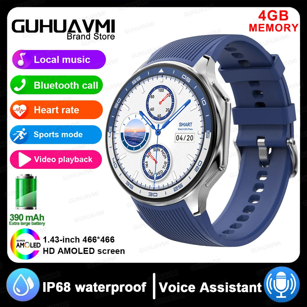 Men’s 32GB Smart Watch AMOLED 1.43'' Bluetooth Call Fitness