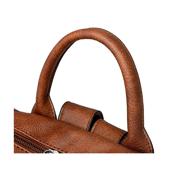Large Leather Backpack for Women Travel Fashion Shoulder Bag With Tassel Purse