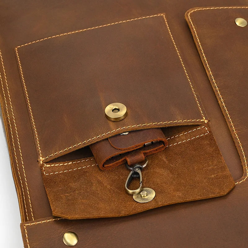 Vintage Crazy Horse Leather Backpack for Men – 15" Laptop Business Travel Bag