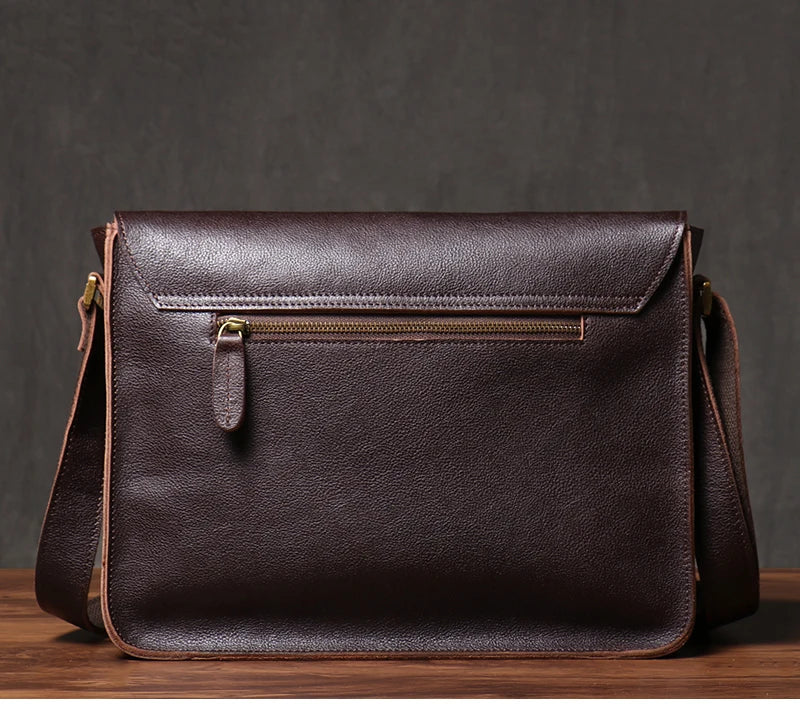 Retro Crazy Horse Leather Messenger Bag Crossbody Satchel