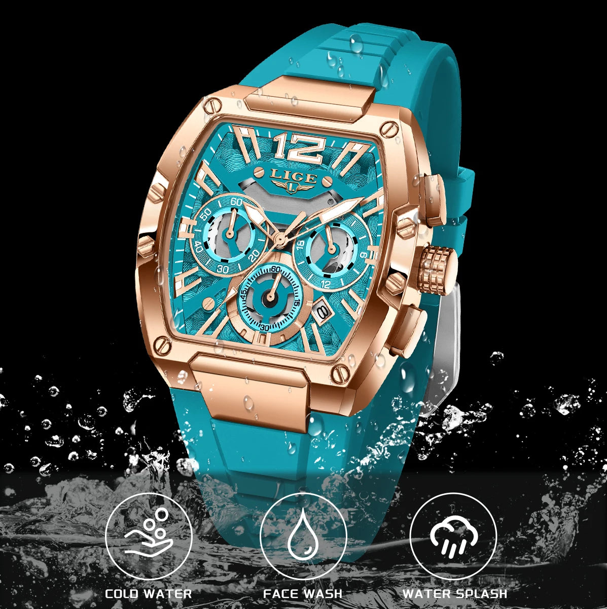 Men’s Sport Chronograph Watch with Calendar & Silicone Strap Quartz