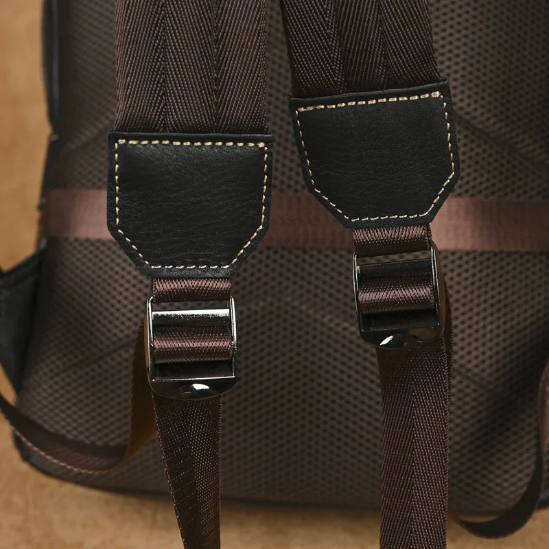 Premium Retro Cowhide Backpack with Crocodile Pattern – Business & Travel