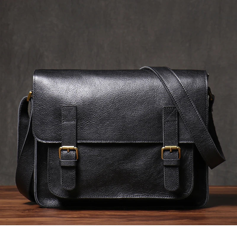 Retro Crazy Horse Leather Messenger Bag Crossbody Satchel
