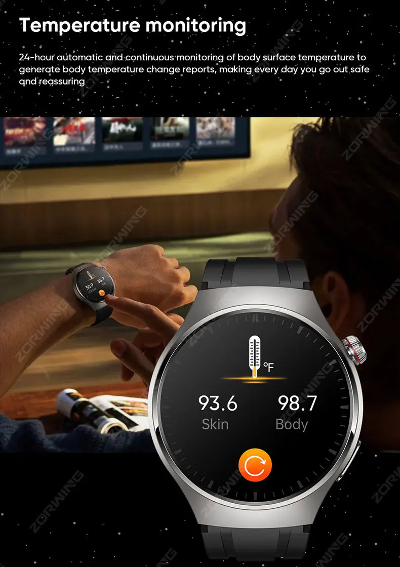 MT200 Smart Watch AMOLED ECG PPG Heart Rate BP Temp Fitness Tracker