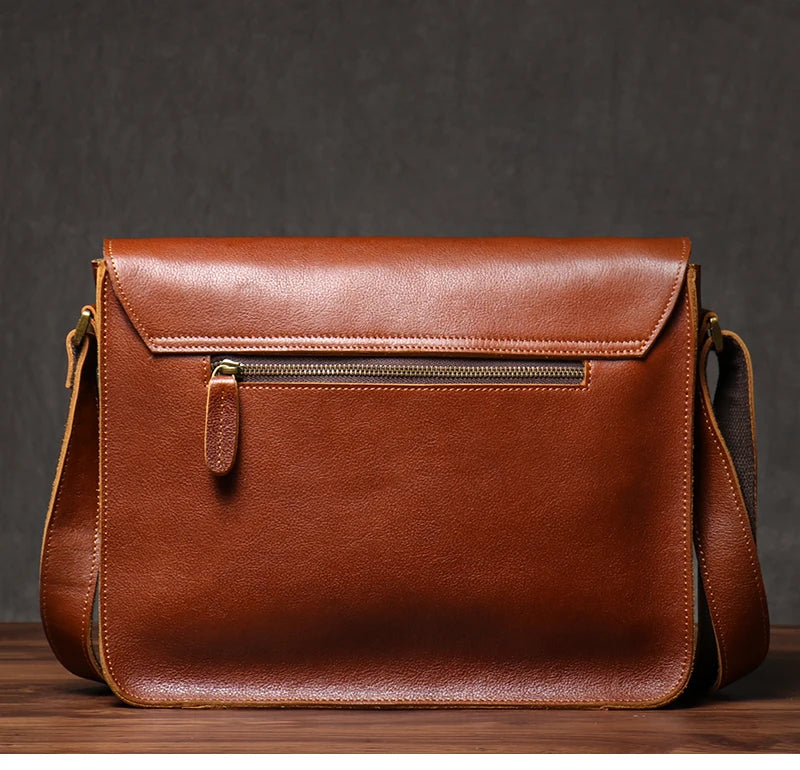 Retro Crazy Horse Leather Messenger Bag Crossbody Satchel