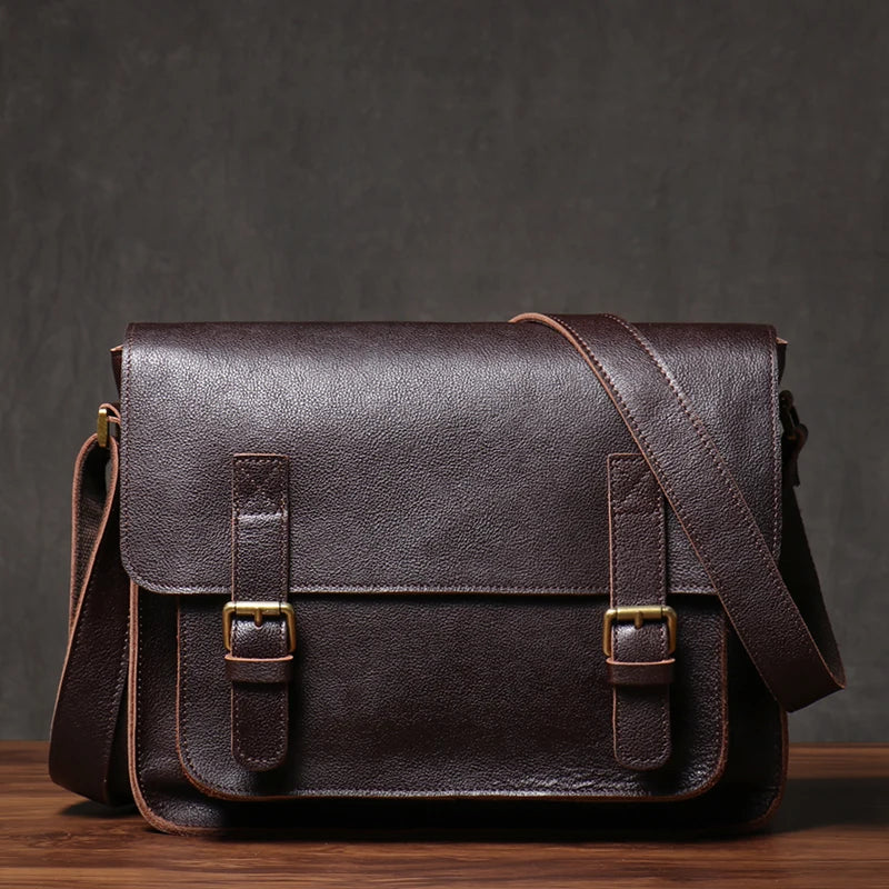 Retro Crazy Horse Leather Messenger Bag Crossbody Satchel
