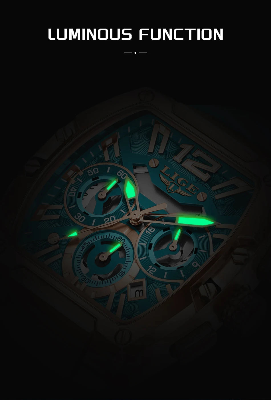 Men’s Sport Chronograph Watch with Calendar & Silicone Strap Quartz