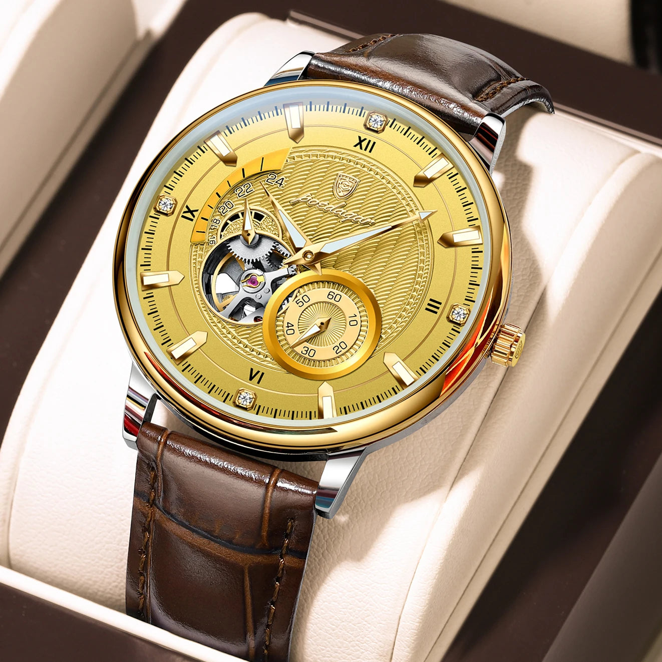 Luxury Tourbillon Men’s Watch – Automatic, Waterproof & Leather