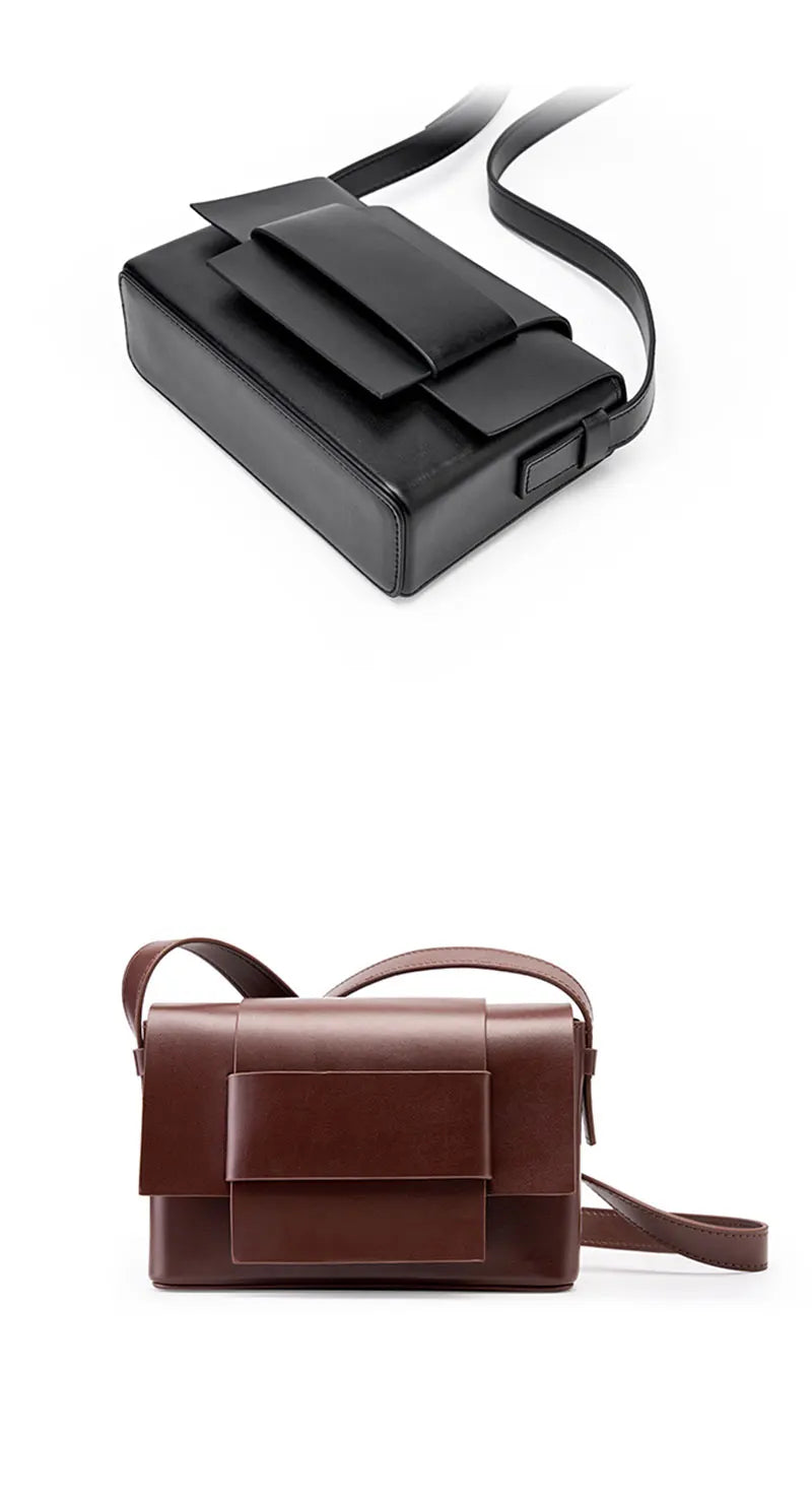 Soft Leather Crossbody Shoulder Bag – Woven Square Tofu Style, Fashionable