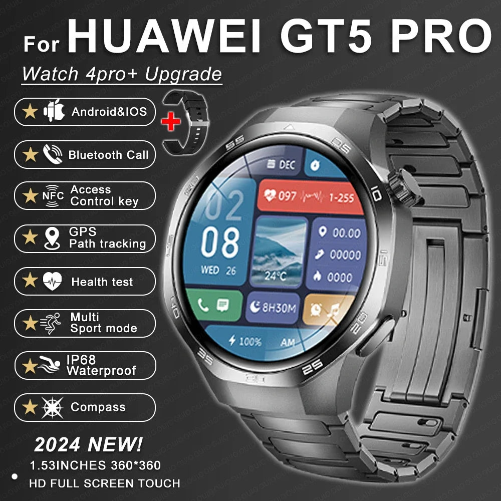 Huawei GT5 Pro Max Smart Watch – Advanced GPS & Health Smartwatch for Men