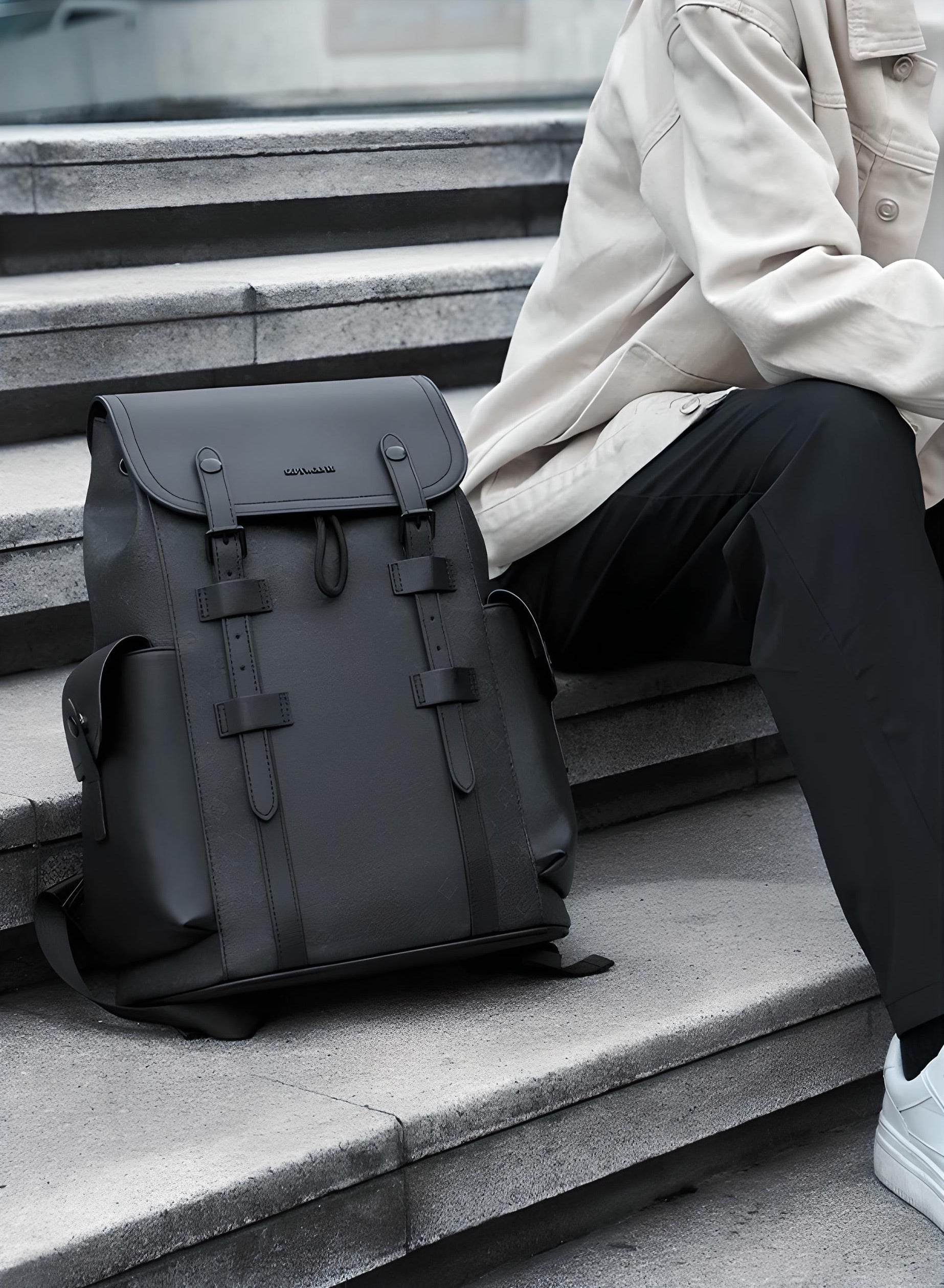 Septwolves Business Leather Backpack | Waterproof Laptop Travel Bag