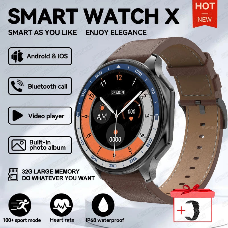 Men’s 32GB Smart Watch AMOLED 1.43'' Bluetooth Call Fitness