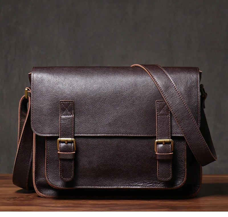 Retro Crazy Horse Leather Messenger Bag Crossbody Satchel