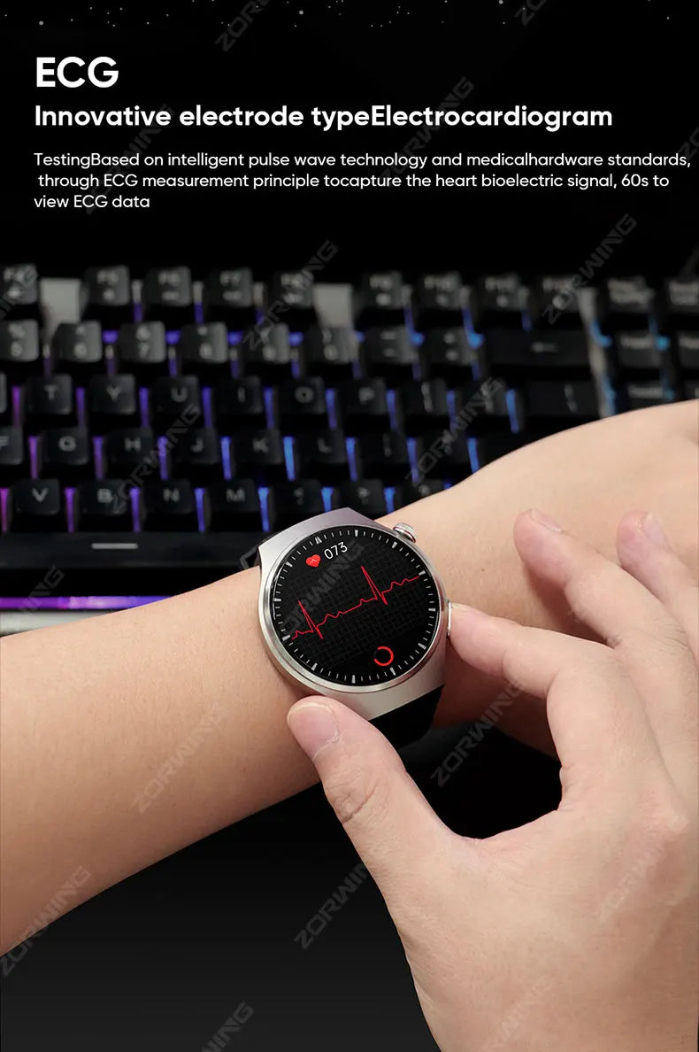 MT200 Smart Watch AMOLED ECG PPG Heart Rate BP Temp Fitness Tracker