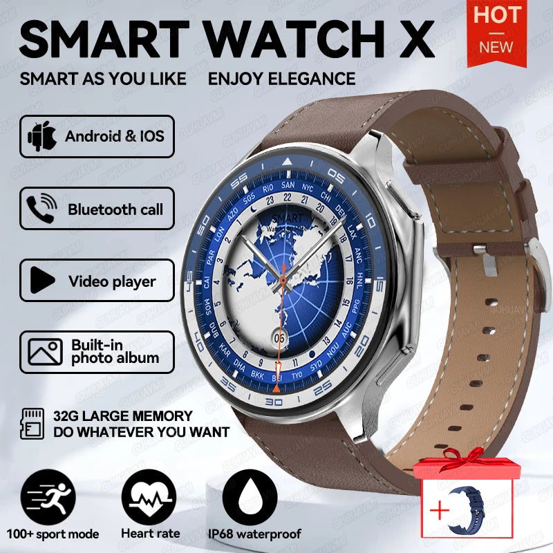 Men’s 32GB Smart Watch AMOLED 1.43'' Bluetooth Call Fitness