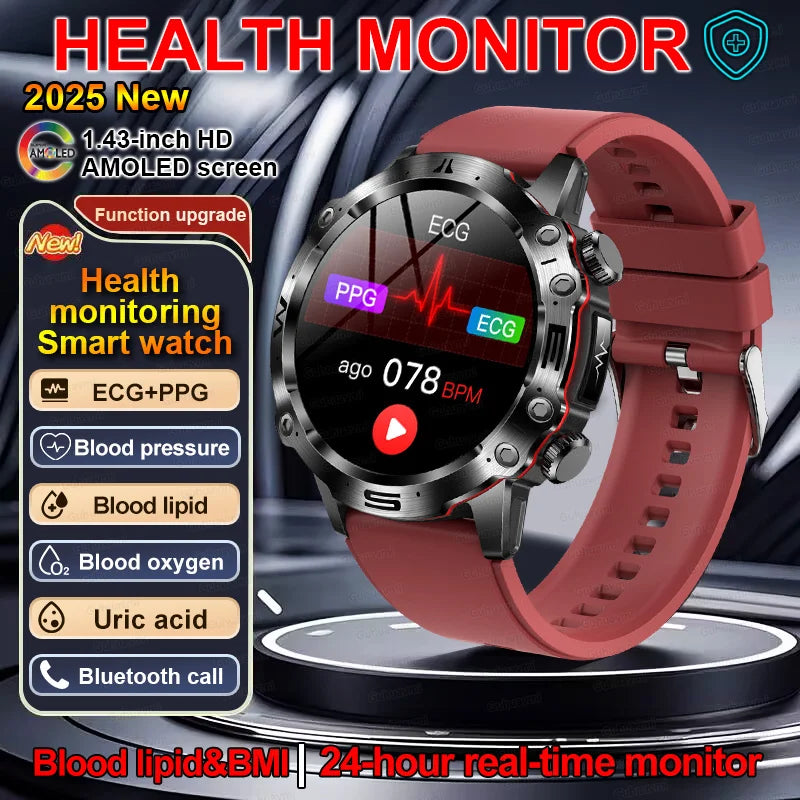 Smartwatch for Men – Health Tracker with ECG, BP, SpO2, Uric Acid