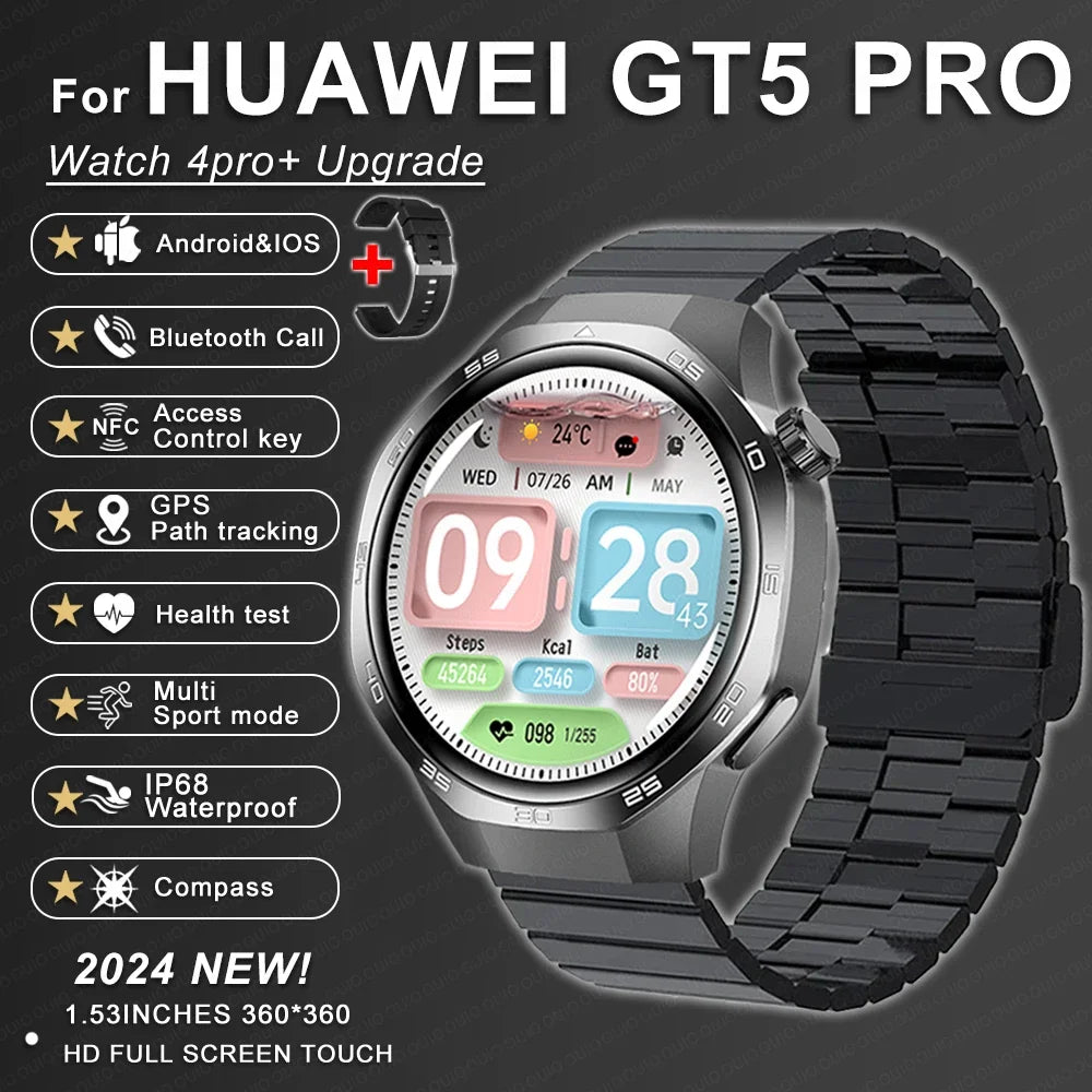 Huawei GT5 Pro Max Smart Watch – Advanced GPS & Health Smartwatch for Men
